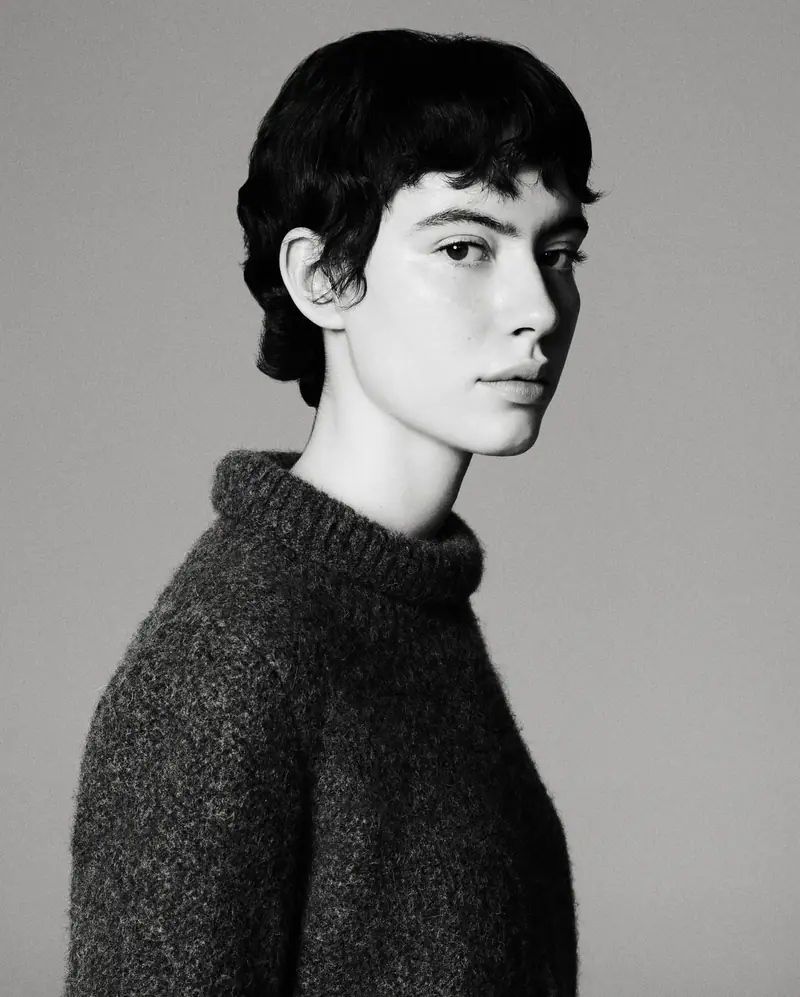 Aoife Simone — Grey knit, photographed by Christopher Morel
